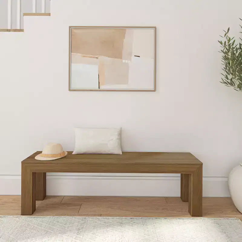 Panca moderna da pranzo Plank+Beam, panca in legno massello per tavolo da pranzo, 60, Noce americano spazzolato