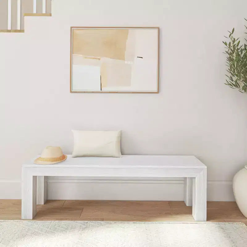 Panca moderna da pranzo Plank+Beam, panca in legno massello per tavolo da pranzo, 60, Noce americano spazzolato