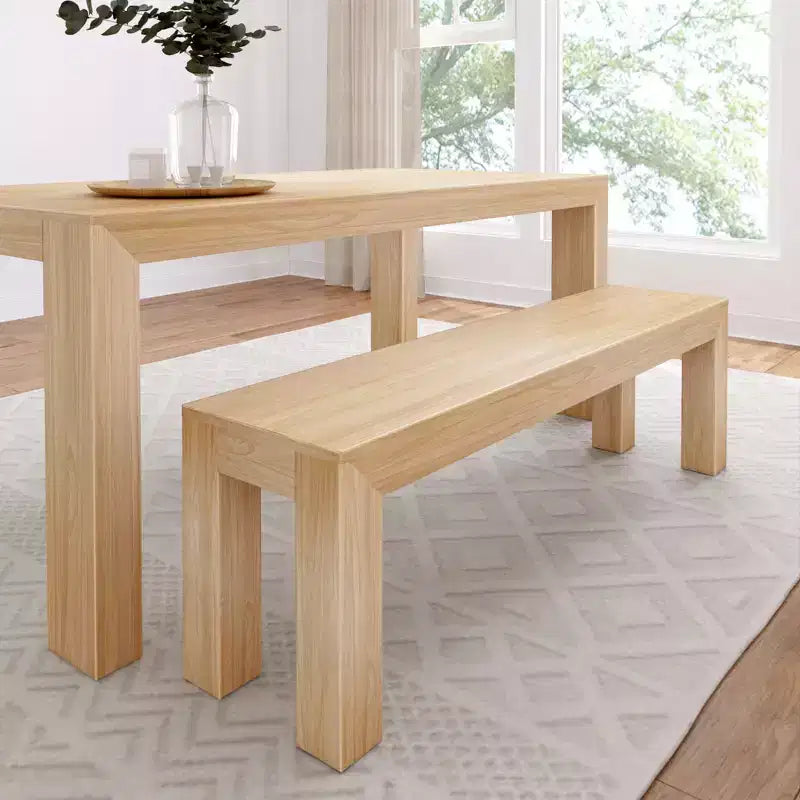 Panca moderna da pranzo Plank+Beam, panca in legno massello per tavolo da pranzo, 60, Noce americano spazzolato