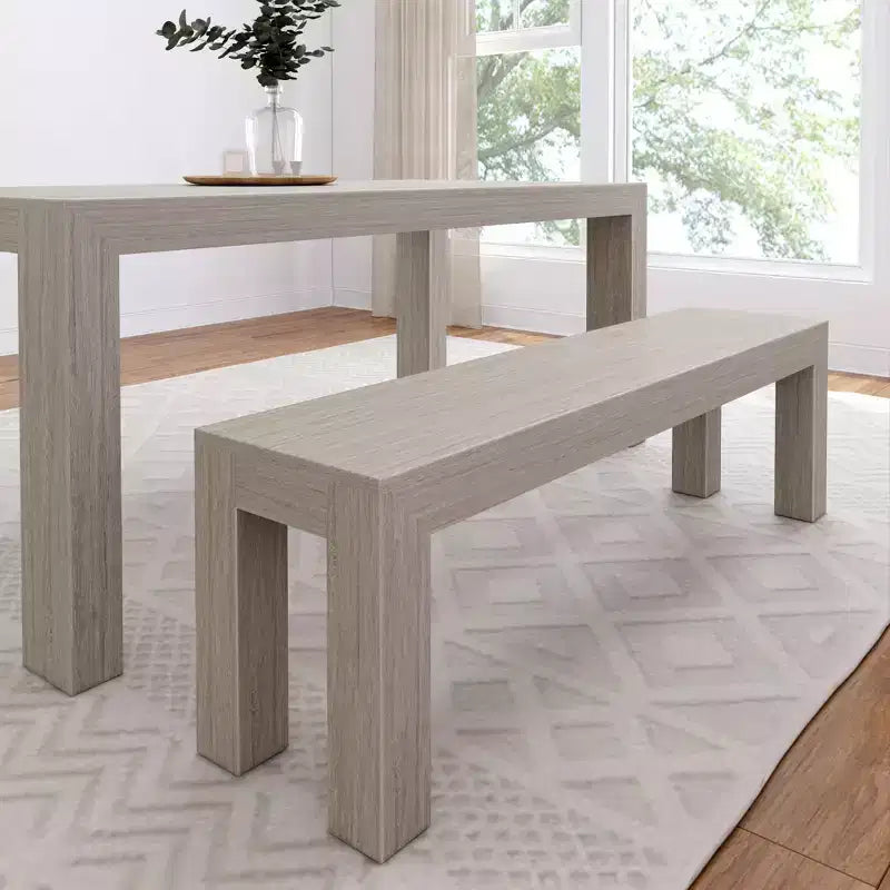 Panca moderna da pranzo Plank+Beam, panca in legno massello per tavolo da pranzo, 60, Noce americano spazzolato