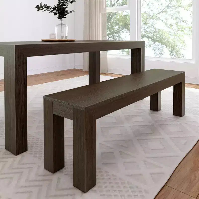 Panca moderna da pranzo Plank+Beam, panca in legno massello per tavolo da pranzo, 60, Noce americano spazzolato