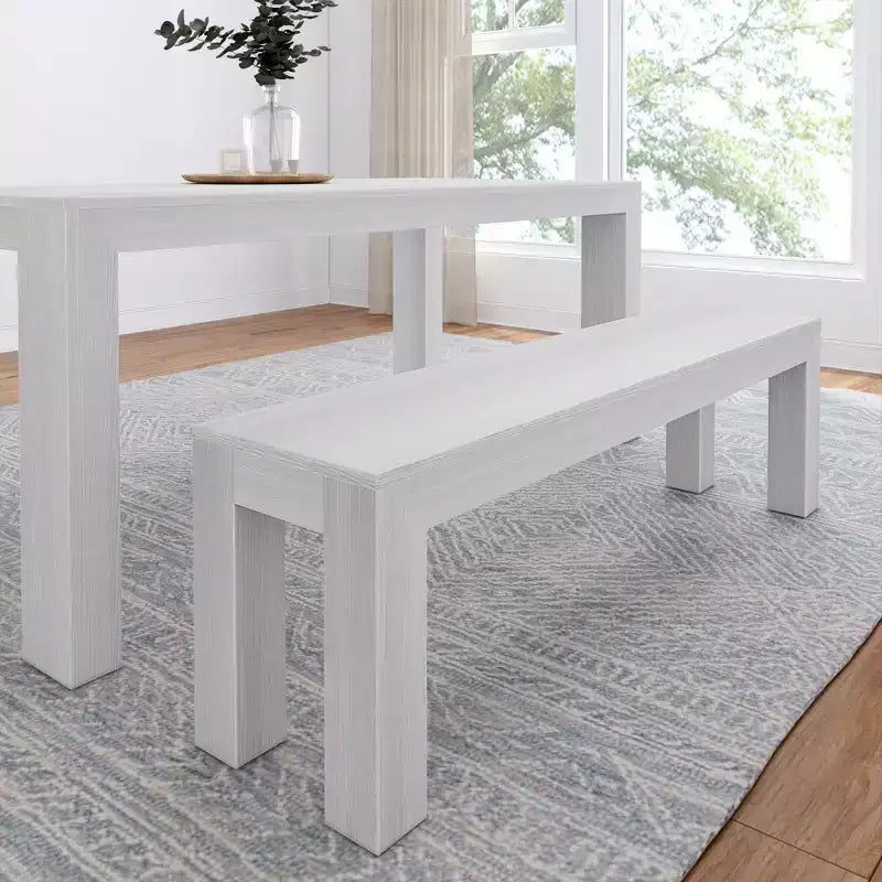 Plank+Beam Modern Dining Bench, Solid Wood Bench for Dining Table, 60, Pecan Wirebrush