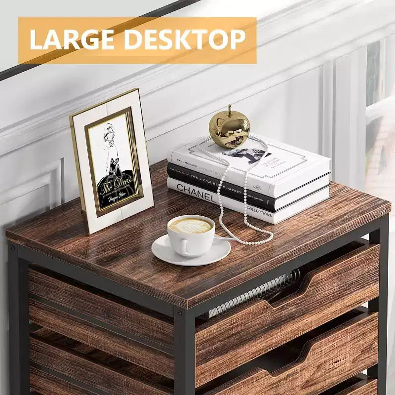 Cassettiera a 5 cassetti Tribesigns, Mobiletto contenitore in legno con ruote