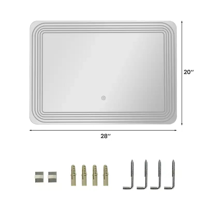 Costway Specchio da Bagno Rettangolare a LED da Parete Dimmerabile a 3 Colori con Interruttore a Sfioramento per Trucco