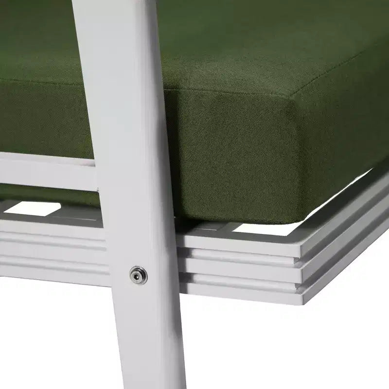 LeisureMod Walbrooke - Set di 2 poltrone moderne da esterno in alluminio bianco antiruggine con braccioli larghi e design adatto a tutte le stagioni