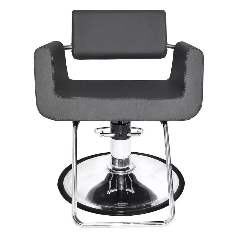 Sedia da salone professionale Chromium Brooklyn con cuscini in schiuma ad alta densità e struttura in acciaio per tagli, styling e permanenti, grigia