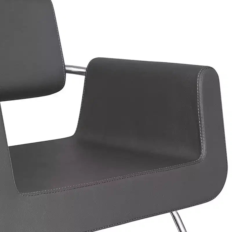 Sedia da salone professionale Chromium Brooklyn con cuscini in schiuma ad alta densità e struttura in acciaio per tagli, styling e permanenti, grigia