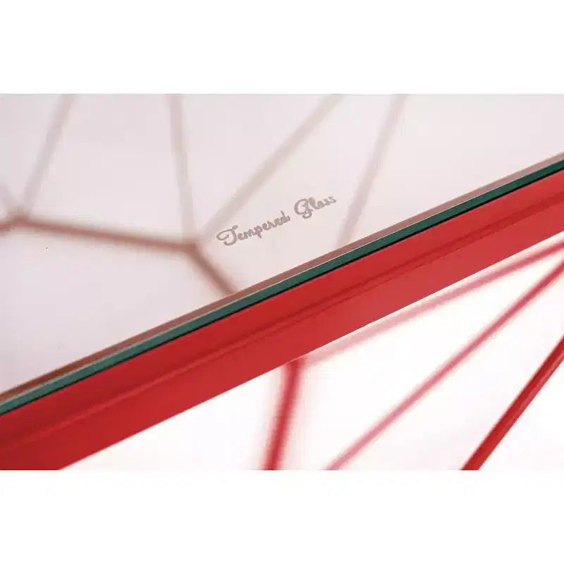 Tavolino da Caffè Ottagonale da 31" con Piano in Vetro e Base a Struttura Geometrica in Filo Metallico