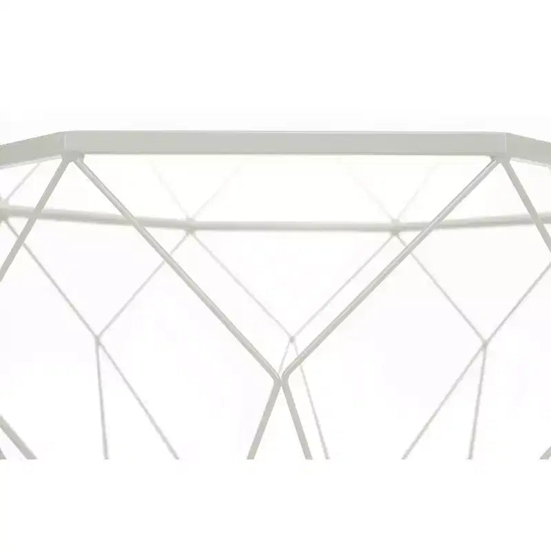 Tavolino da Caffè Ottagonale da 31" con Piano in Vetro e Base a Struttura Geometrica in Filo Metallico