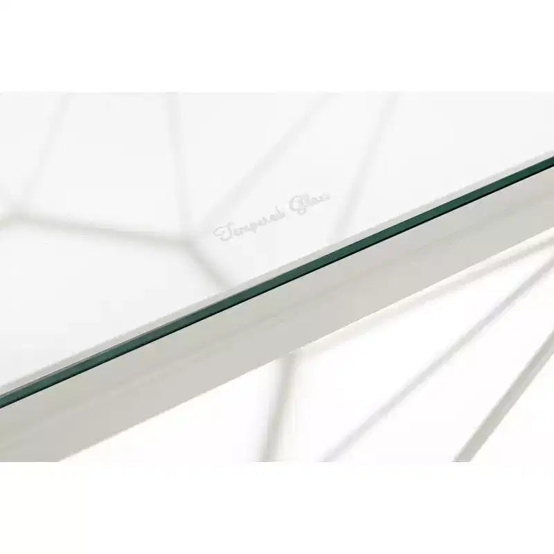 Tavolino da Caffè Ottagonale da 31" con Piano in Vetro e Base a Struttura Geometrica in Filo Metallico