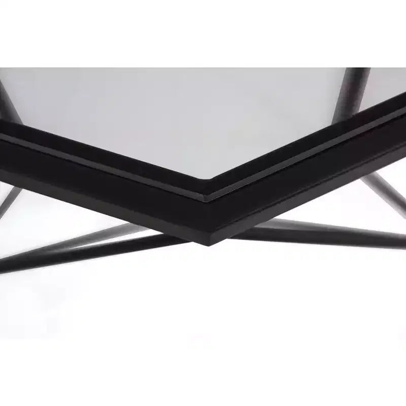 Tavolino da Caffè Ottagonale da 31" con Piano in Vetro e Base a Struttura Geometrica in Filo Metallico