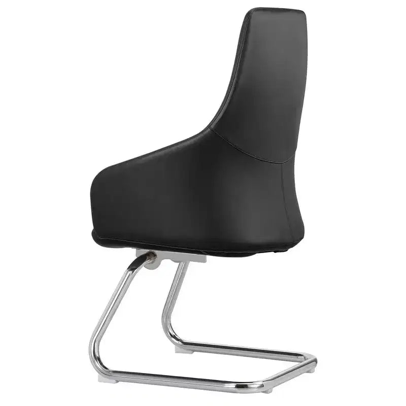Sedia da ufficio moderna in pelle con base a slitta in ferro, sedia ergonomica per scrivania e ospiti