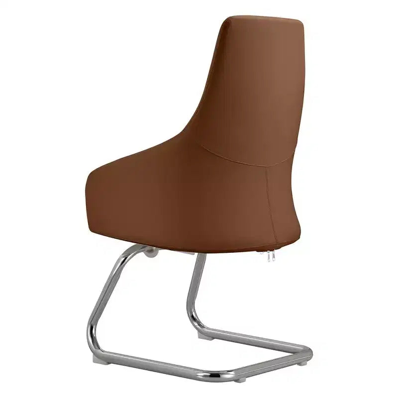 Sedia da ufficio moderna in pelle con base a slitta in ferro, sedia ergonomica per scrivania e ospiti