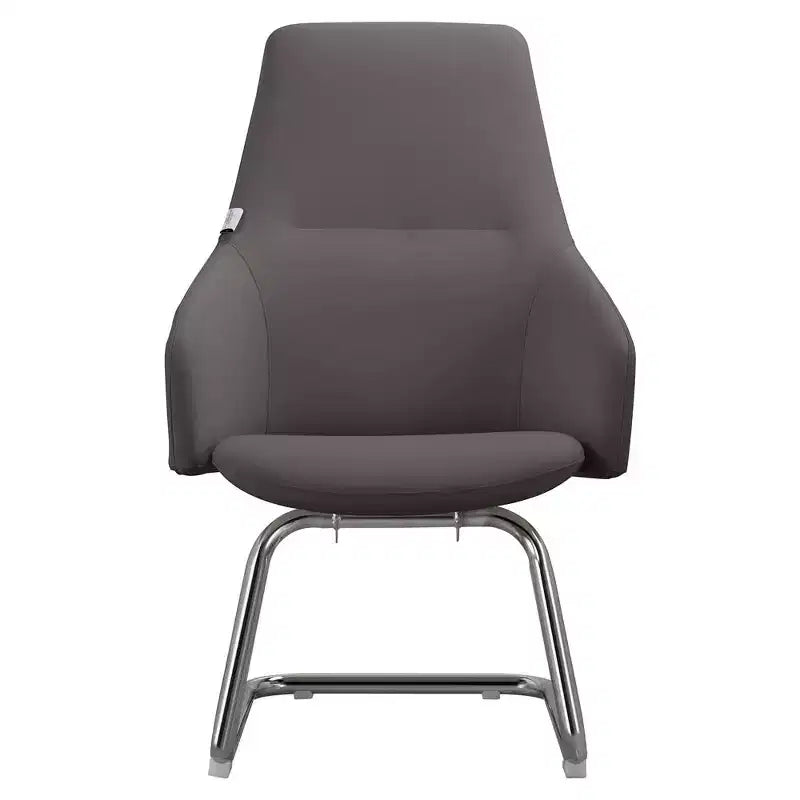 Sedia da ufficio moderna in pelle con base a slitta in ferro, sedia ergonomica per scrivania e ospiti