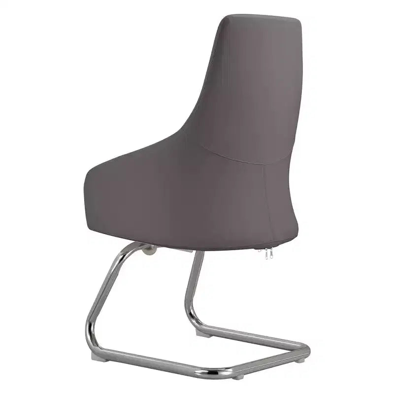 Sedia da ufficio moderna in pelle con base a slitta in ferro, sedia ergonomica per scrivania e ospiti