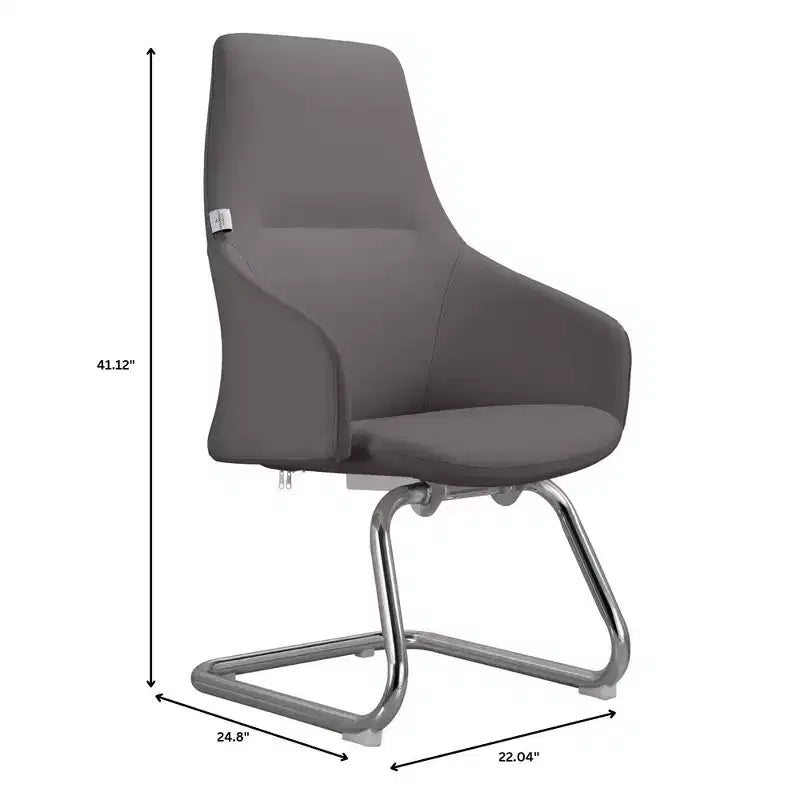 Sedia da ufficio moderna in pelle con base a slitta in ferro, sedia ergonomica per scrivania e ospiti