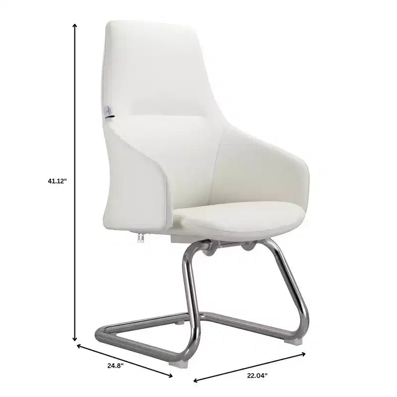 Sedia da ufficio moderna in pelle con base a slitta in ferro, sedia ergonomica per scrivania e ospiti