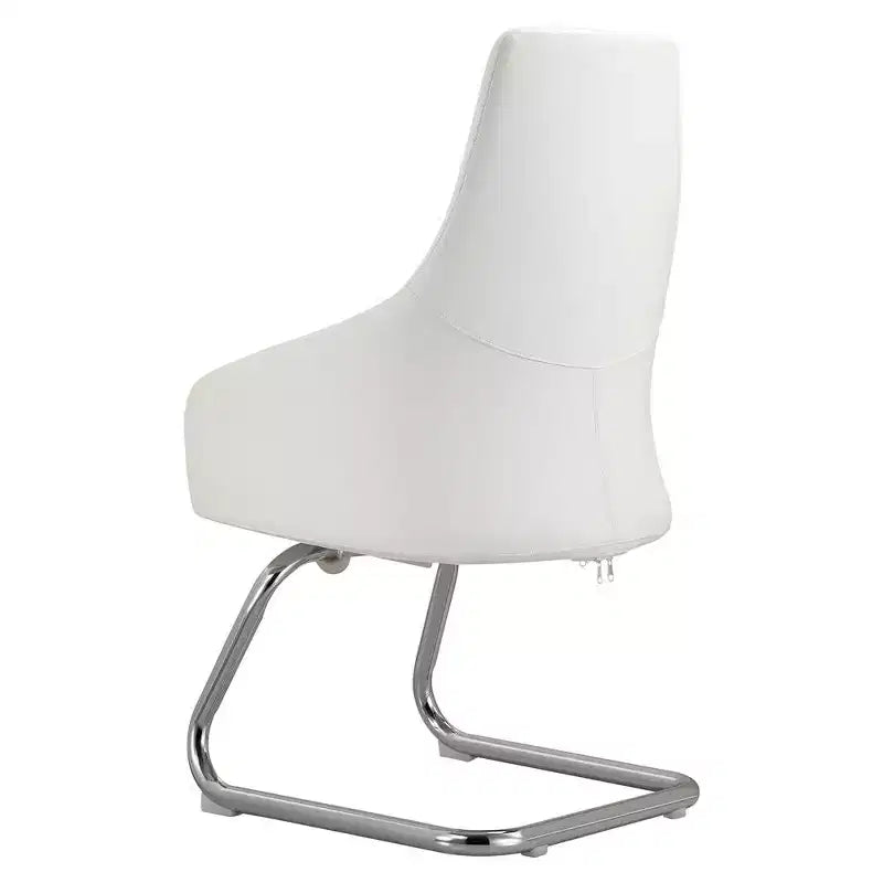 Sedia da ufficio moderna in pelle con base a slitta in ferro, sedia ergonomica per scrivania e ospiti