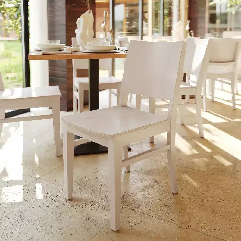 Sedie da Pranzo in Legno Massello di Grado Commerciale, Confezione da 2, con Schienale Curvo