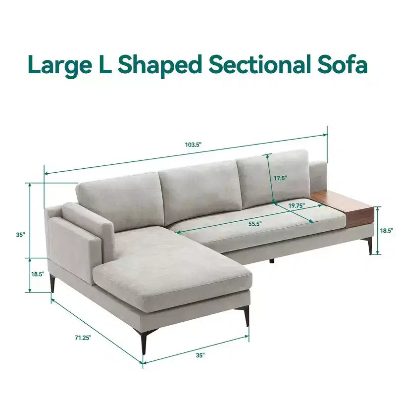 Divano sezionale a 3 posti a L minimalista con chaise longue reversibile