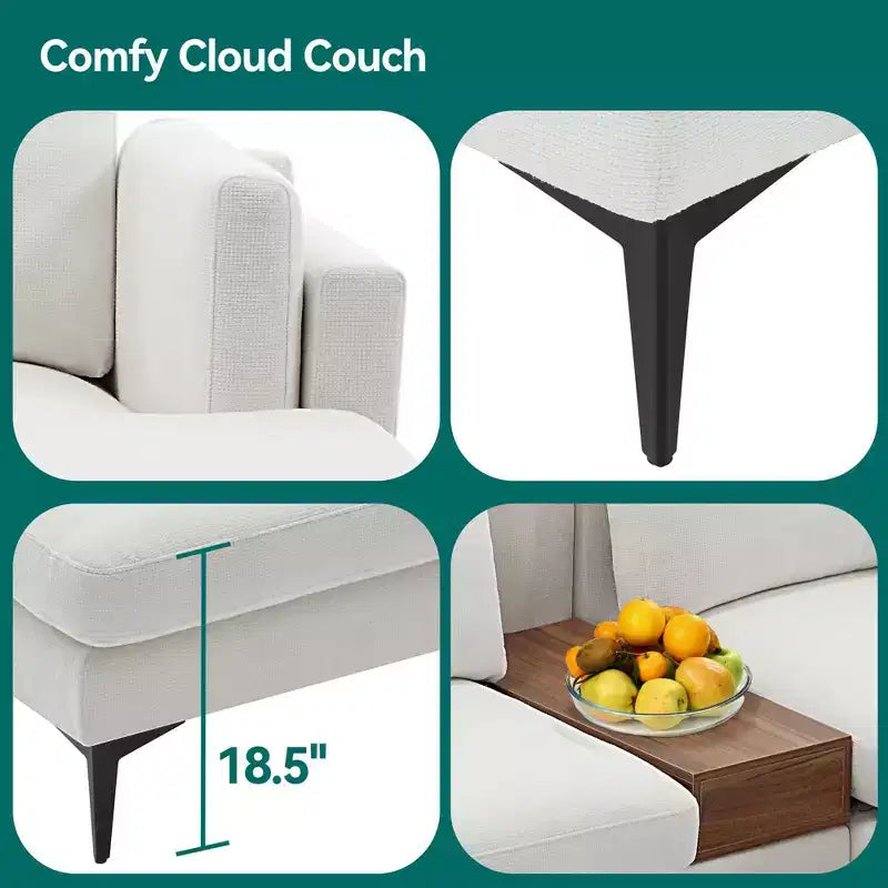 Divano sezionale a 3 posti a L minimalista con chaise longue reversibile
