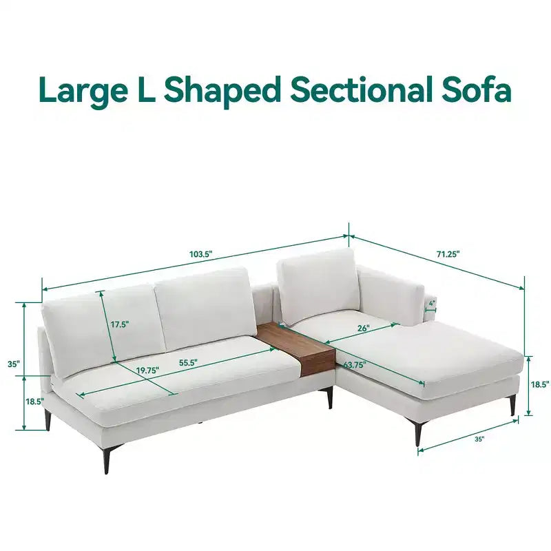 Divano sezionale a 3 posti a L minimalista con chaise longue reversibile