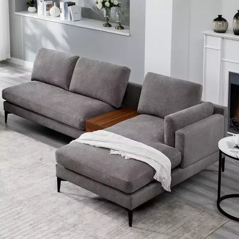 Divano sezionale a 3 posti a L minimalista con chaise longue reversibile