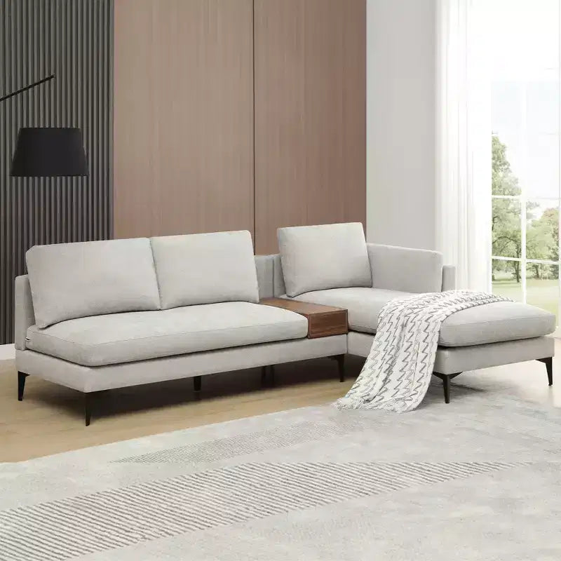 Divano sezionale a 3 posti a L minimalista con chaise longue reversibile