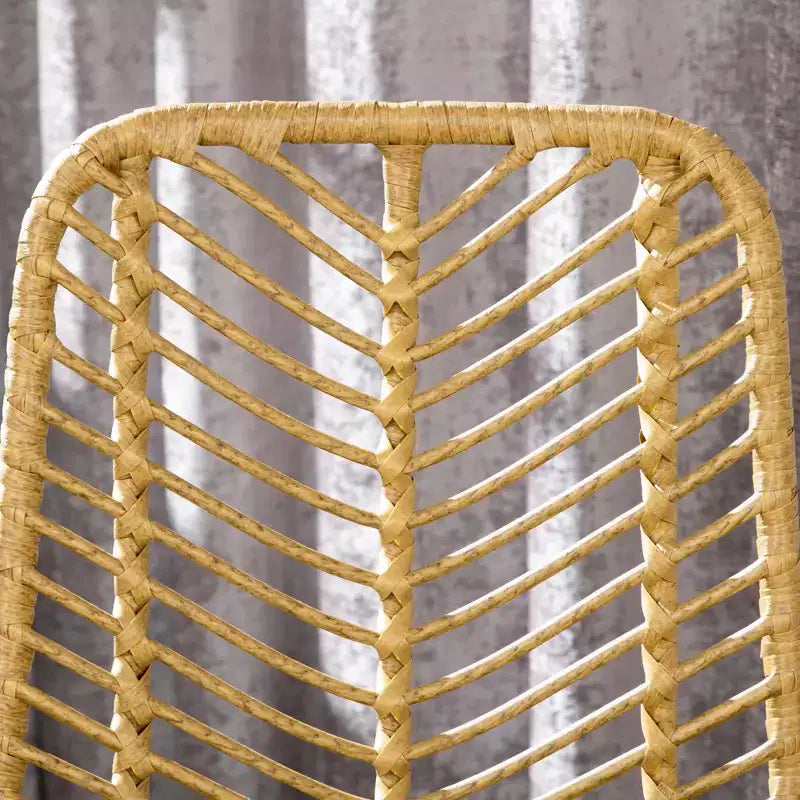 Sgabelli da bar moderni in rattan e vimini ad altezza bancone con base in acciaio