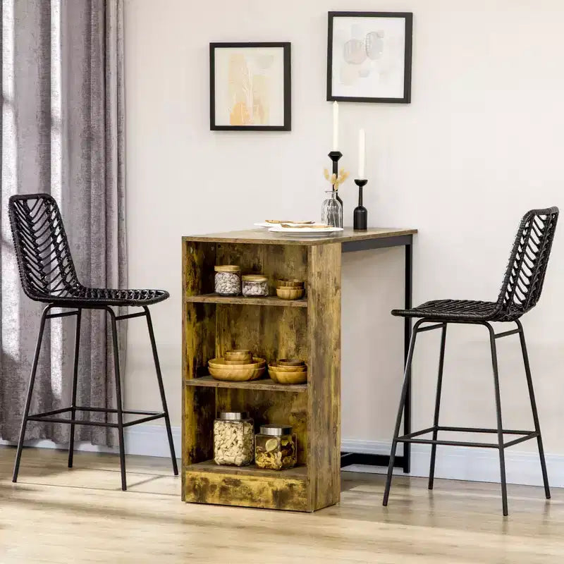 Sgabelli da bar moderni in rattan e vimini ad altezza bancone con base in acciaio