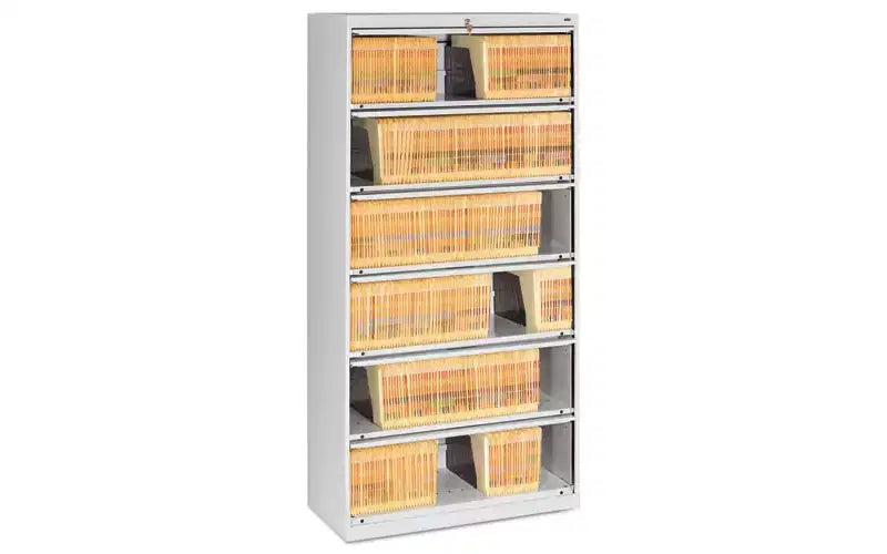 Tennsco Fixed Shelf Enclosed-Format Lateral File for End-Tab Folders, 6 Legal/Letter File Shelves, Light Gray, 36 x 16.5 x 75.25