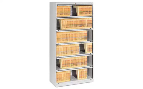 Tennsco Fixed Shelf Enclosed-Format Lateral File for End-Tab Folders, 6 Legal/Letter File Shelves, Light Gray, 36 x 16.5 x 75.25