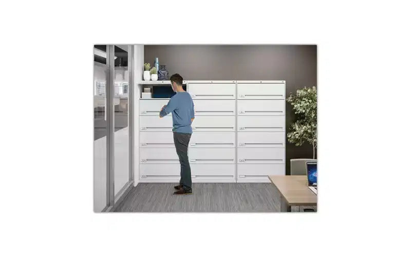 Schedario laterale chiuso a 6 ripiani per cartelle a linguetta, grigio chiaro 36x16.5x75.25"