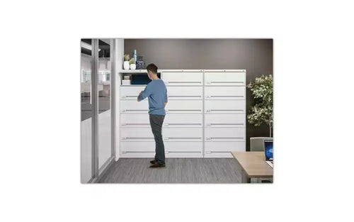 Schedario laterale chiuso a 6 ripiani per cartelle a linguetta, grigio chiaro 36x16.5x75.25"