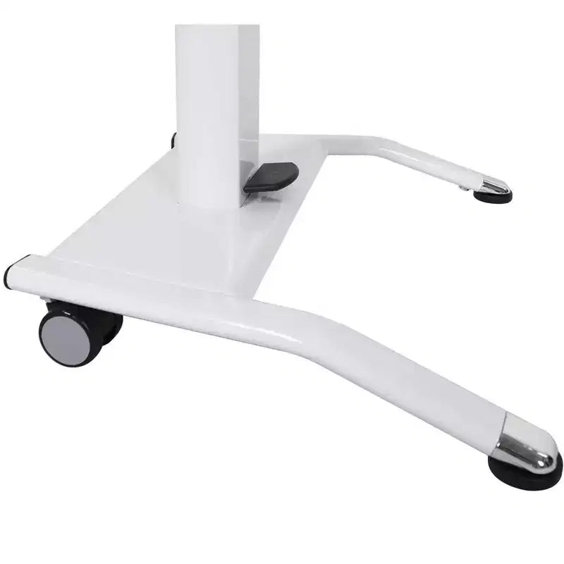 Podio inclinato pneumatico regolabile in altezza per laptop con altoparlanti (bianco, larghezza 25,5")