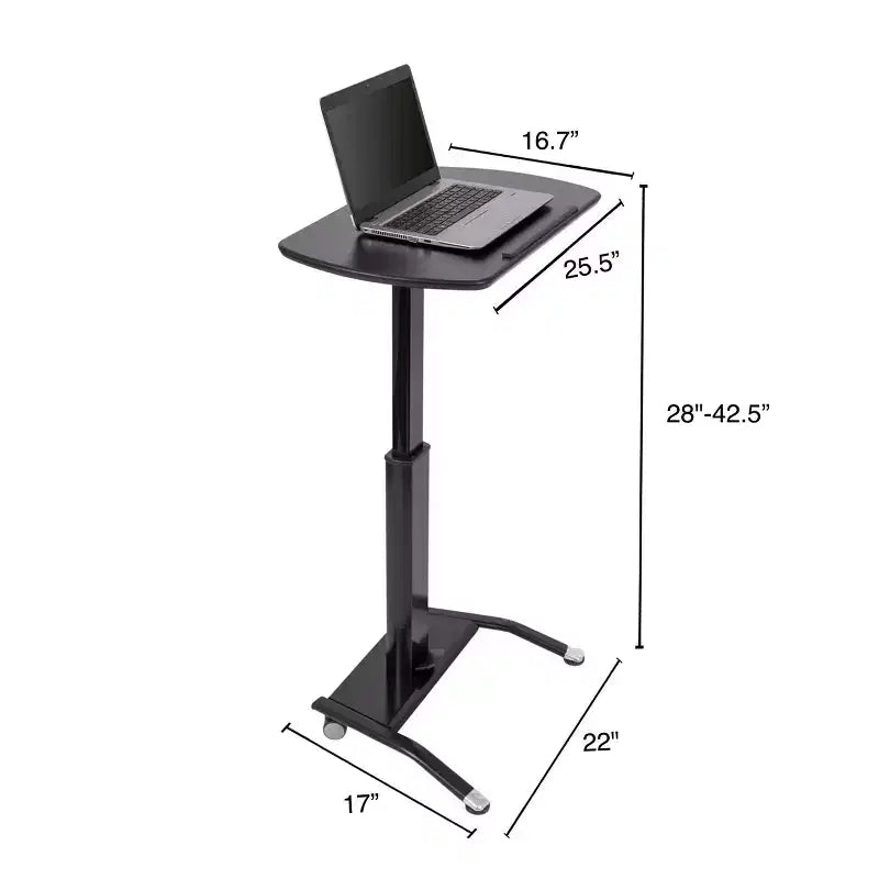 Podio inclinato pneumatico regolabile in altezza per laptop con altoparlanti (bianco, larghezza 25,5")