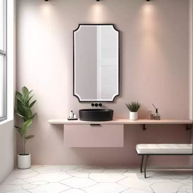 Specchio da parete 36x24 con cornice in acciaio inossidabile