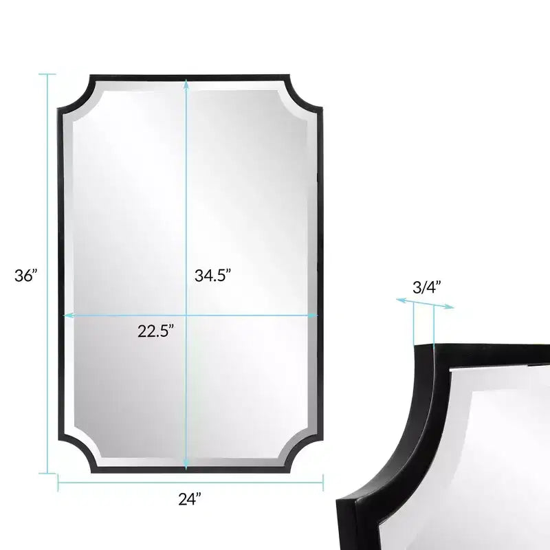 Specchio da parete 36x24 con cornice in acciaio inossidabile