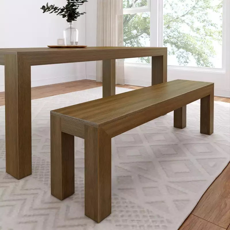 Panca moderna da pranzo Plank+Beam, panca in legno massello per tavolo da pranzo, 60, Noce americano spazzolato