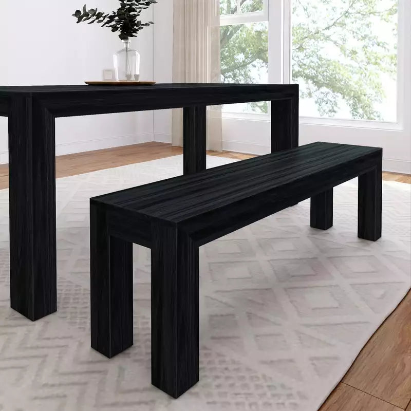 Panca moderna da pranzo Plank+Beam, panca in legno massello per tavolo da pranzo, 60, Noce americano spazzolato